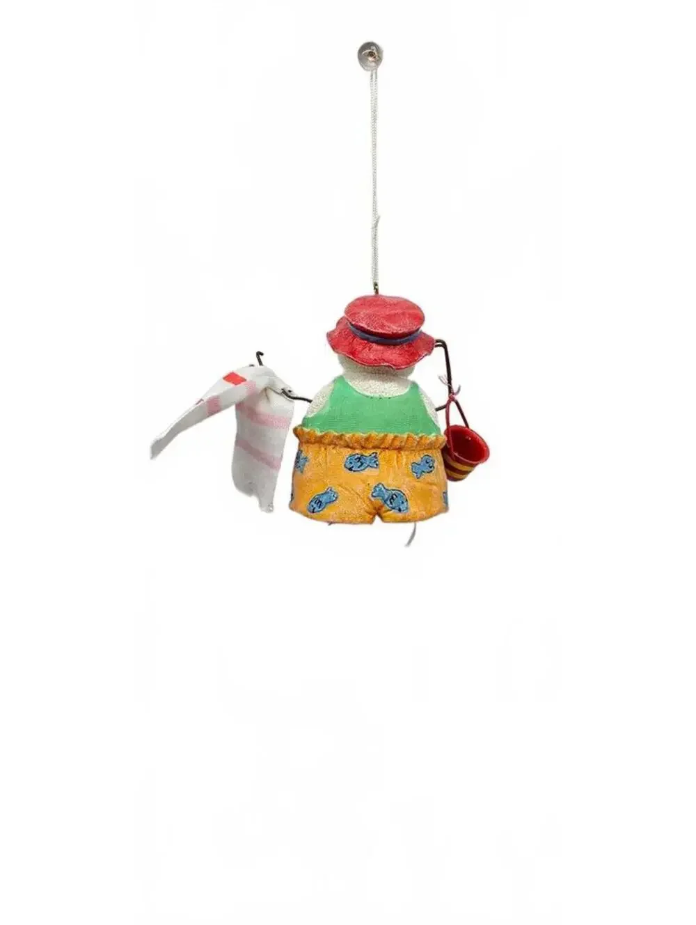 Handcrafted Hanging Snowman Ornament with Beach Theme